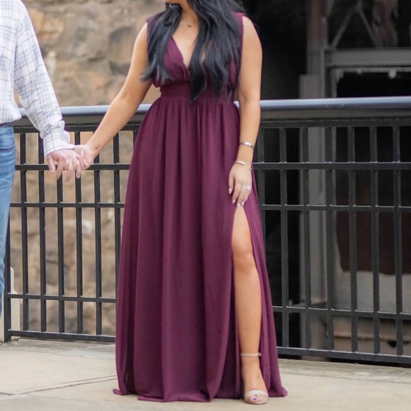 Lulu’s Heavenly Hues Burgundy Maxi Dress - Picture 3 of 3